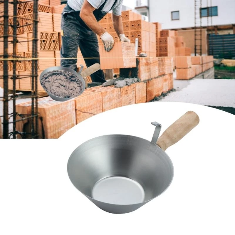 Y3NA Stainless Steel Mud Pans Rustproof Plastering for Woodworking Handmade Cleaner Tool Tray Bucket Scoops