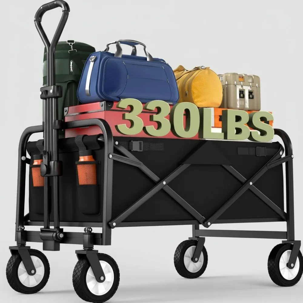 

Collapsible Folding Wagon Cart with All-Terrain Wheels for Garden Beach Grocery Shopping Outdoor Use