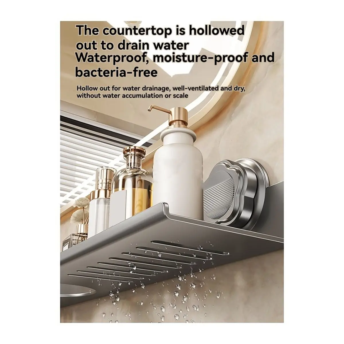 【frki】 Suction Cup Mirror Front Bathroom Shelf Faucet Washbasin Washbasin Wall-Mounted Non-Punch Bathroom Shelf