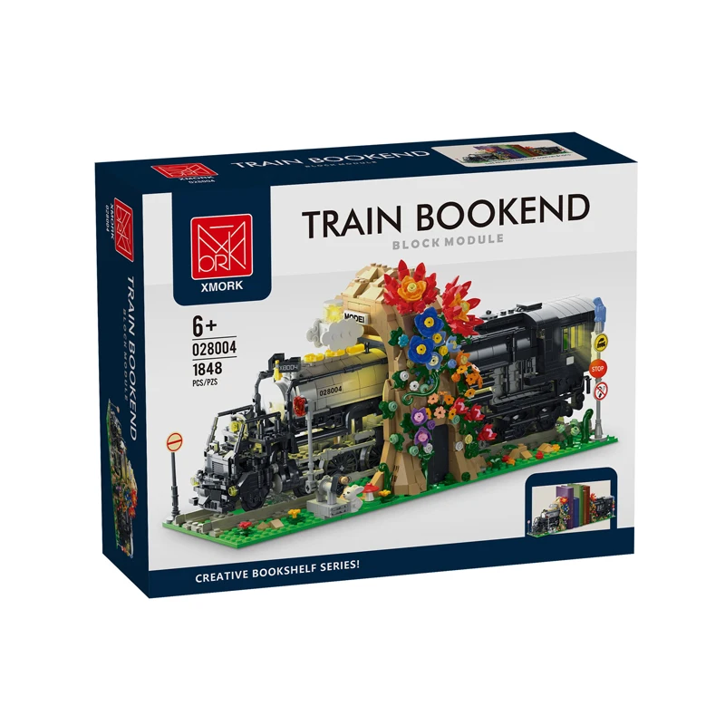 IN STOCK MOC 028004 Flower Sea Train Building Blocks Model Locomotive Track Bricks Assembling Kids Toys Christmas Gift Set
