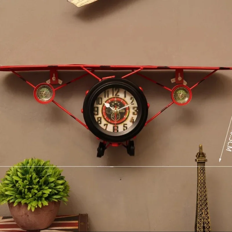 American Country Metal Kitchen Rack, Retro Creative Aircraft Shelf, Living Room Book Shelf, Fashion Wall Clock Decor