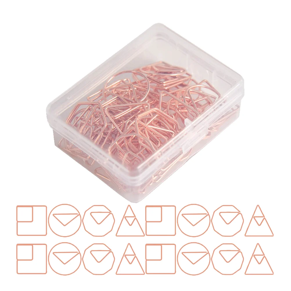 

60 Pcs Shaped Paper Clip Office Supplies Plastic Box Convenient Clips Document Iron Paperclips