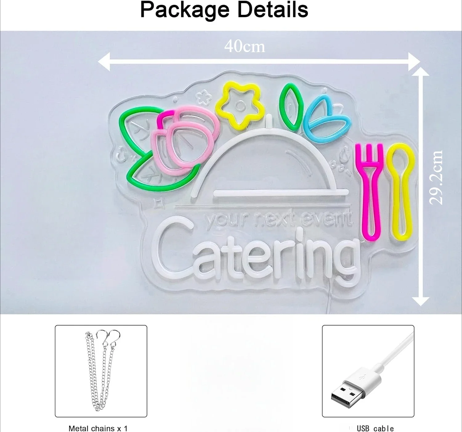 Your Next Event Catering Neon Sign Colorful Food LED Wall Art Acrylic USB Dimmable Hanging Light Restaurant Kitchen Party Decor