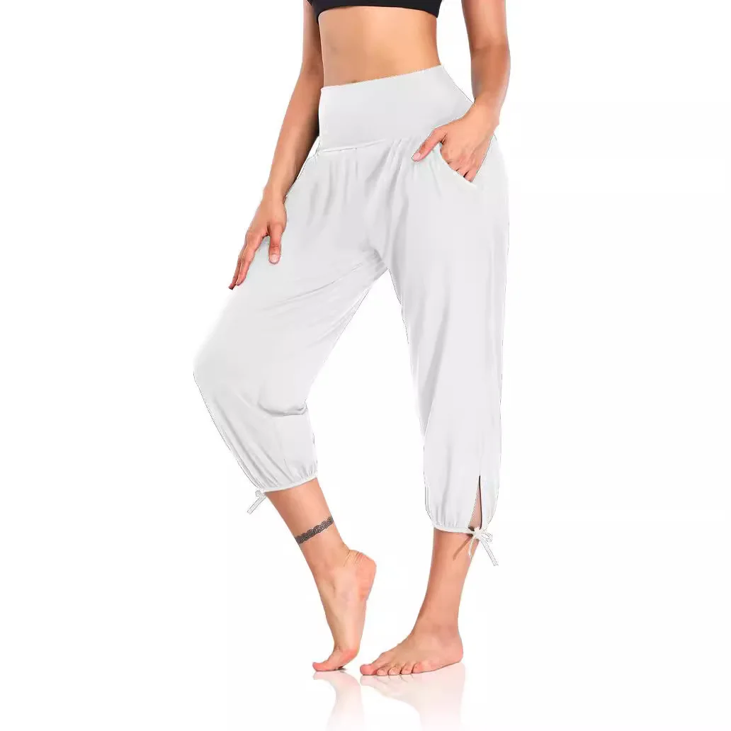 Pantalones de yoga informales versátiles para mujer, capris sueltos y cómodos, pantalones de punto para correr