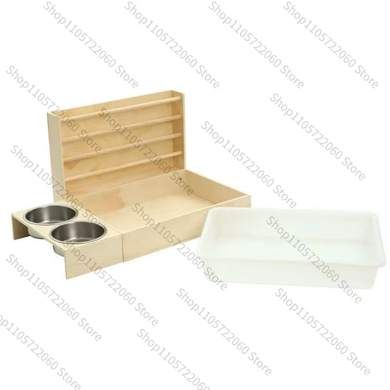 Wooden Rabbit Hay Feeder, Minimalist Wooden Water Dispenser, Landscaped Room, Pet Bed