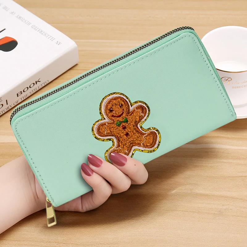 Women's Embroidered Zero Wallet Document Bag Passport Clip Zipper Handheld Bag Portable Small Bag Money Clip