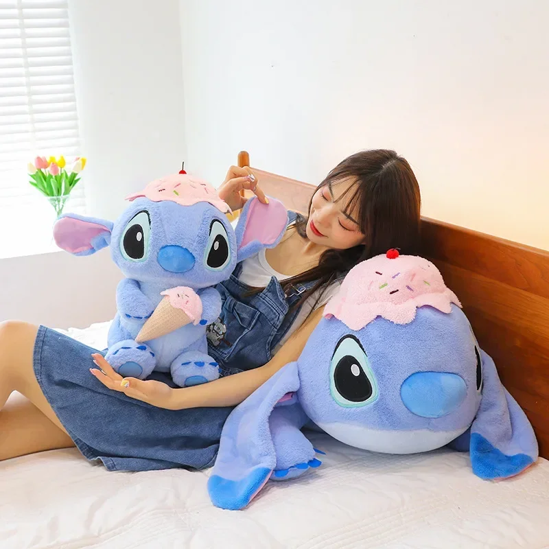 2024 Disney Lilo and Stitch Plush Toys Ice Cream Stich Dolls Pillow Cute Stuffed Anime Plushie Toy Children's Birthday Gifts