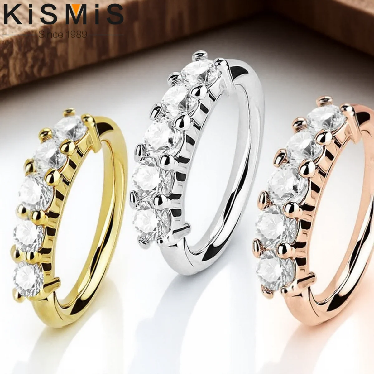 Pendientes de aro pequeños, anillos para la nariz, anillos para el septum, joyería para piercing Rook, joyería corporal de oro rosa, plata y circonita transparente