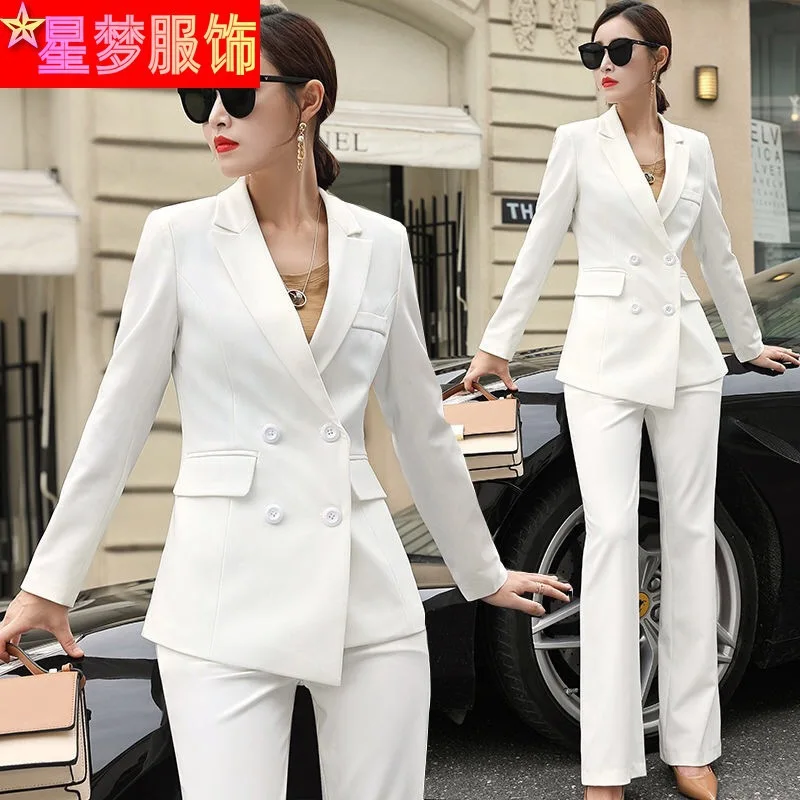 

9311White Suit Set Women's Temperament Office Wear High-Grade Slim Fit Fashionable Red Business Formal Wear Work Clothes