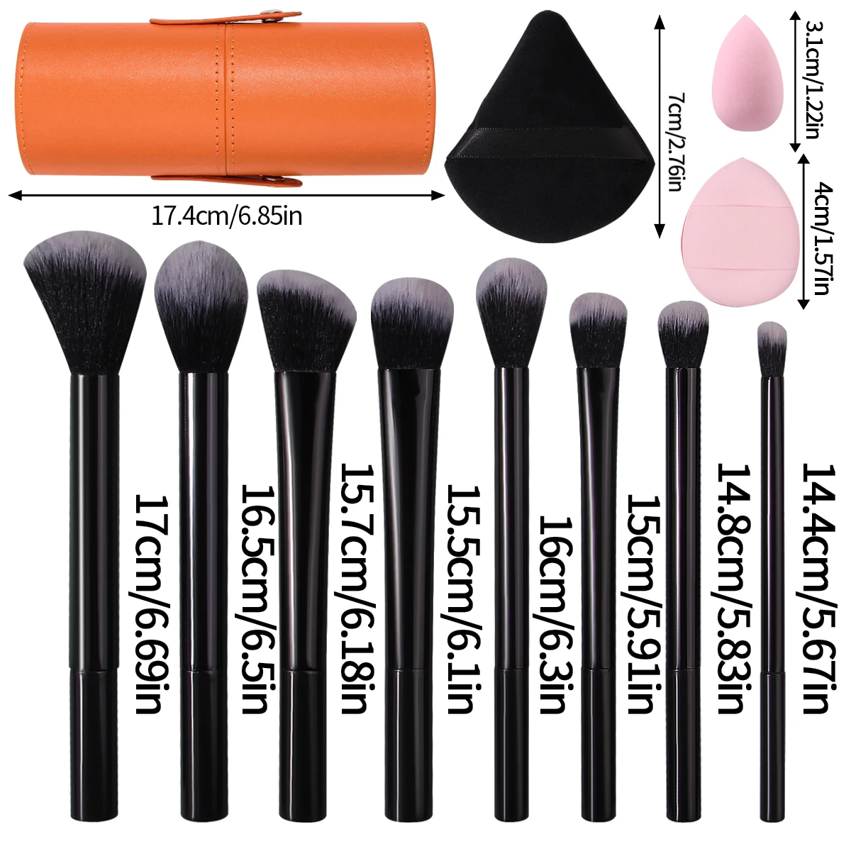 8 pçs pincéis de maquiagem 4 esponja puffs 2 mini liquidificadores de beleza com balde de armazenamento cerdas macias látex-livre para viagens diárias makeuptool