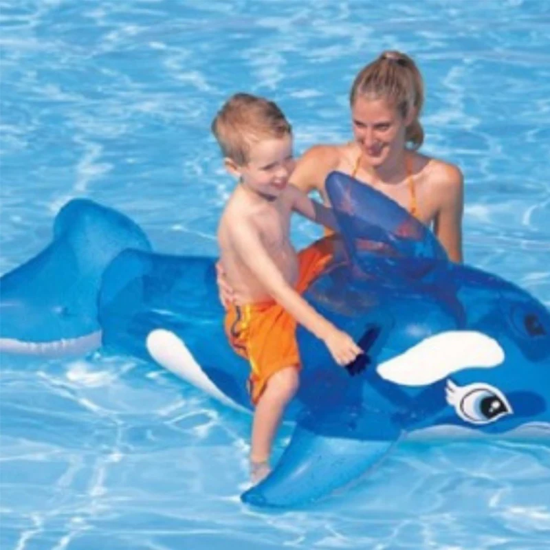 Water Blue Whale Dolphin Mount Large inflatable swimming circle toy water riding horse Little Whale Rider