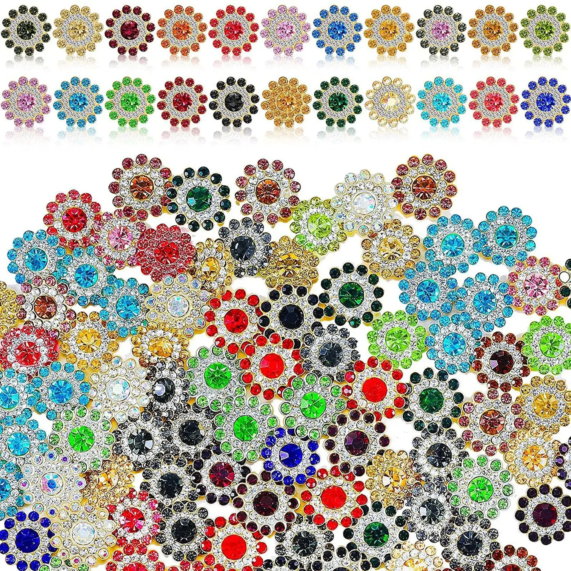 1000pcs DIY accessories button accessories 14mm Diamond Claw Cup Diamond Sun Flower Button sewing flower decoration