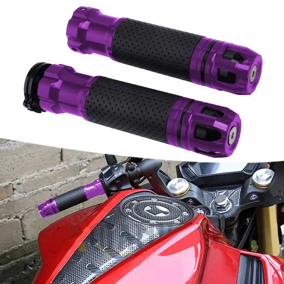 

1 Pair 7/8" 22mm Universal Motorcycle Rotatable Throttle Handlebar Handle Bar Aluminum Alloy Hand Grips Purple