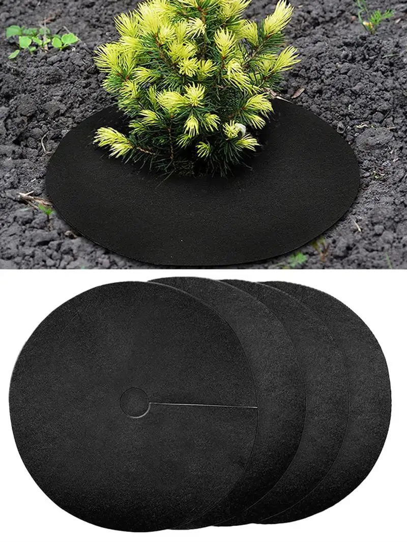 

10PCS Tree Protection Weed Mats Ecological Control Cloth Mulch Ring Round Weed Barrier Plant Cover for Indoor Outdoor Gardens