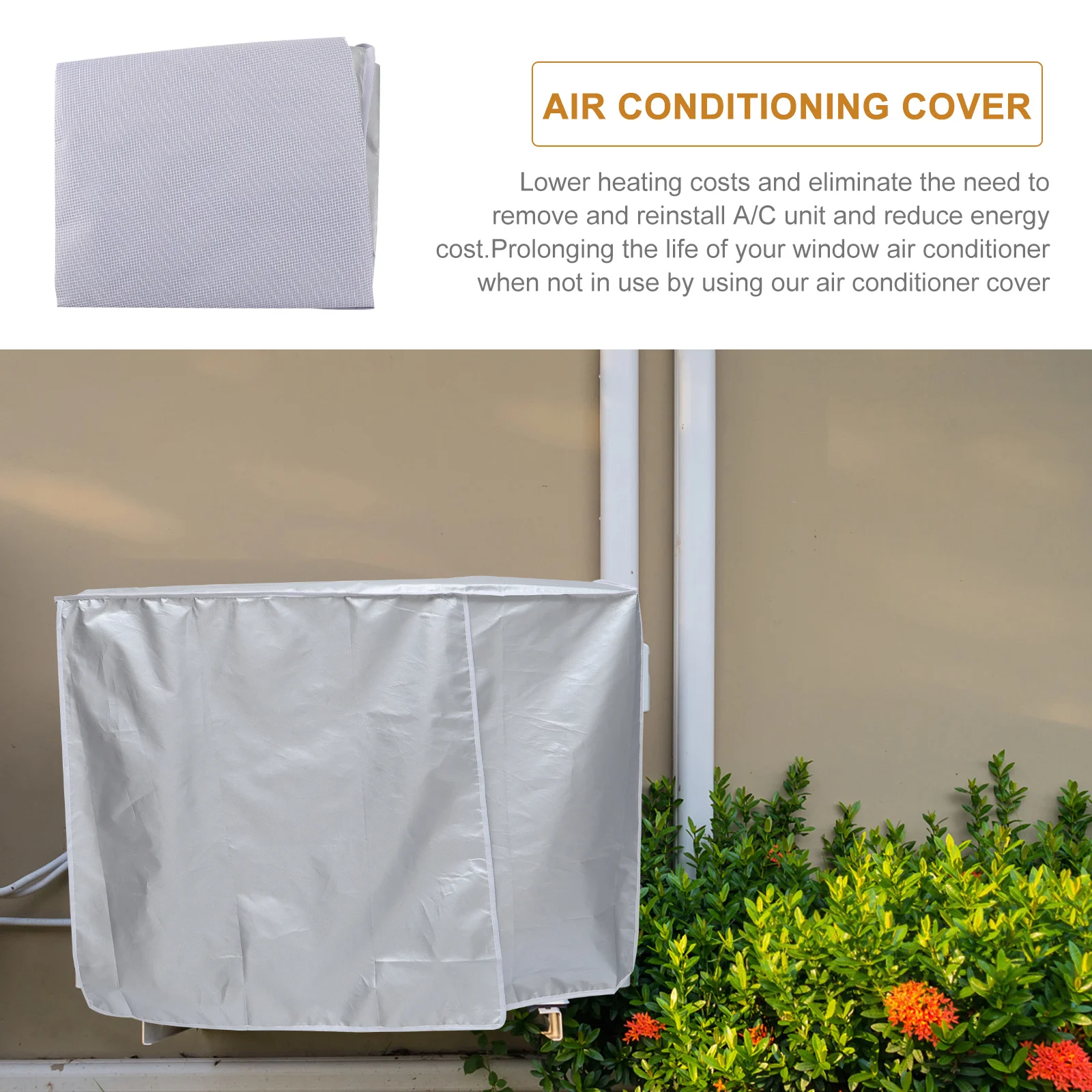 

Air Conditioner Cover Dust-Proof Waterproof Outdoor Protection Strap Adjustable Weatherproof Unit Cover Prevent Rust Aging