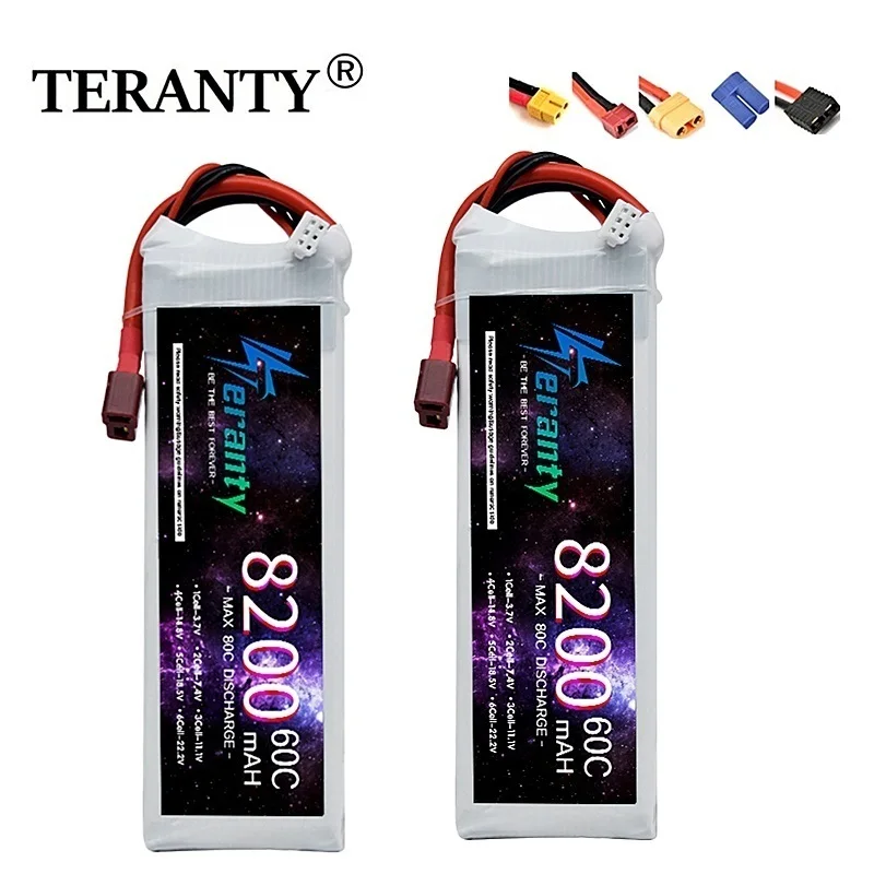 1/2pcs TERANTY 2S Battery Rechargeable Lipo Battery 7.4V 8200MAH Lithium Polymer Batteries For DIY Car Drone Airplane