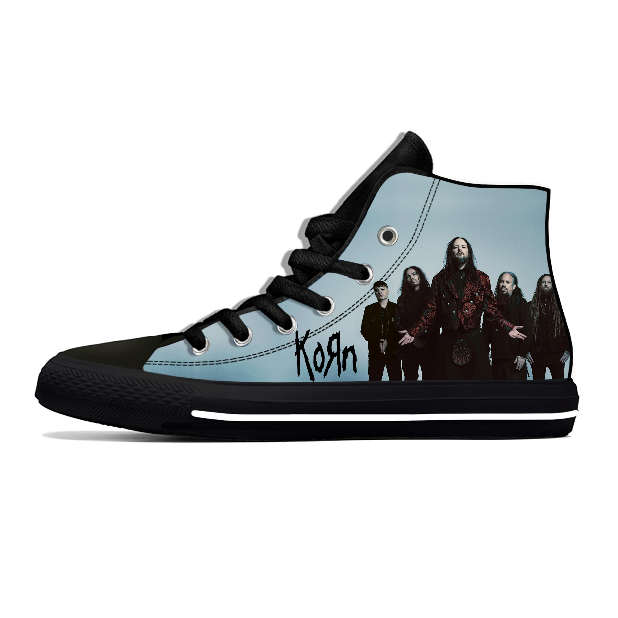 Korn Rock Band High Top Sneakers Mens Womens Teenager Casual Shoes Canvas Running Shoes 3D Printed Breathable Lightweight shoe