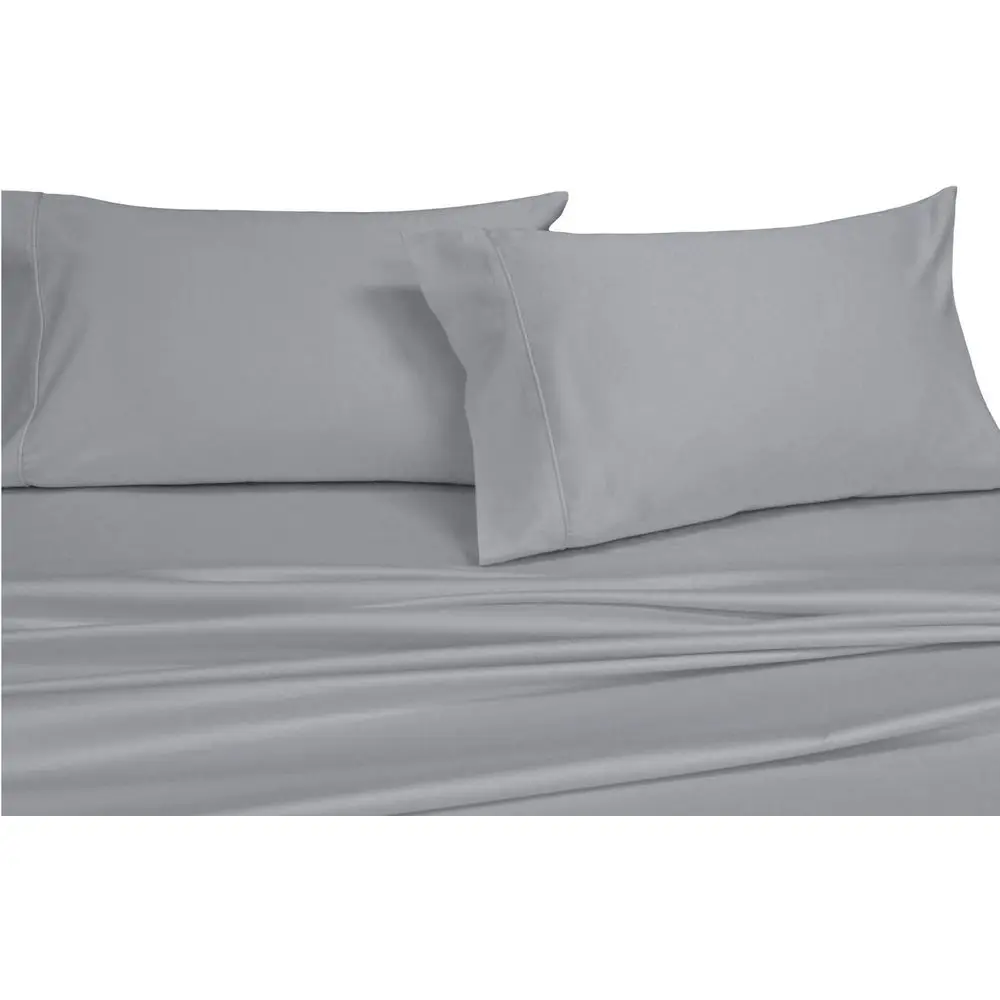 Royal Hotel Split-King: Adjustable King Bed Sheets, Solid Gray 550-Thread-Count 5pc Bed Sheet Set 100-Percent Combed Cotton, Sat