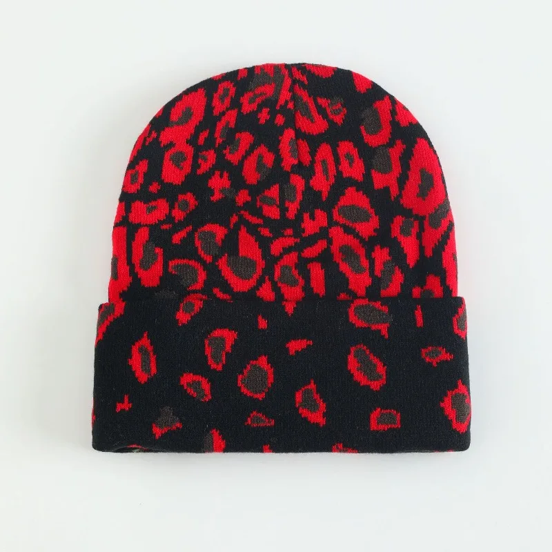 Personalisierte Leopardenmuster-Strickmütze mit Individuell Gesticktem Logo für Herbst und Winter, Warme Acryl-Beanie-Mütze für Männer und Frauen – Detail 8