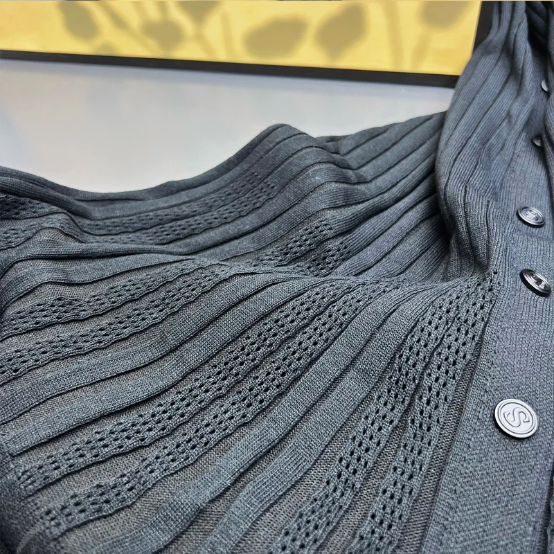 YuooMuoo-Robe chemise longue à boutonnage simple pour femme, robe pull noire, robe éducative, luxe avec beaucoup de succès, français élégant, taille fine