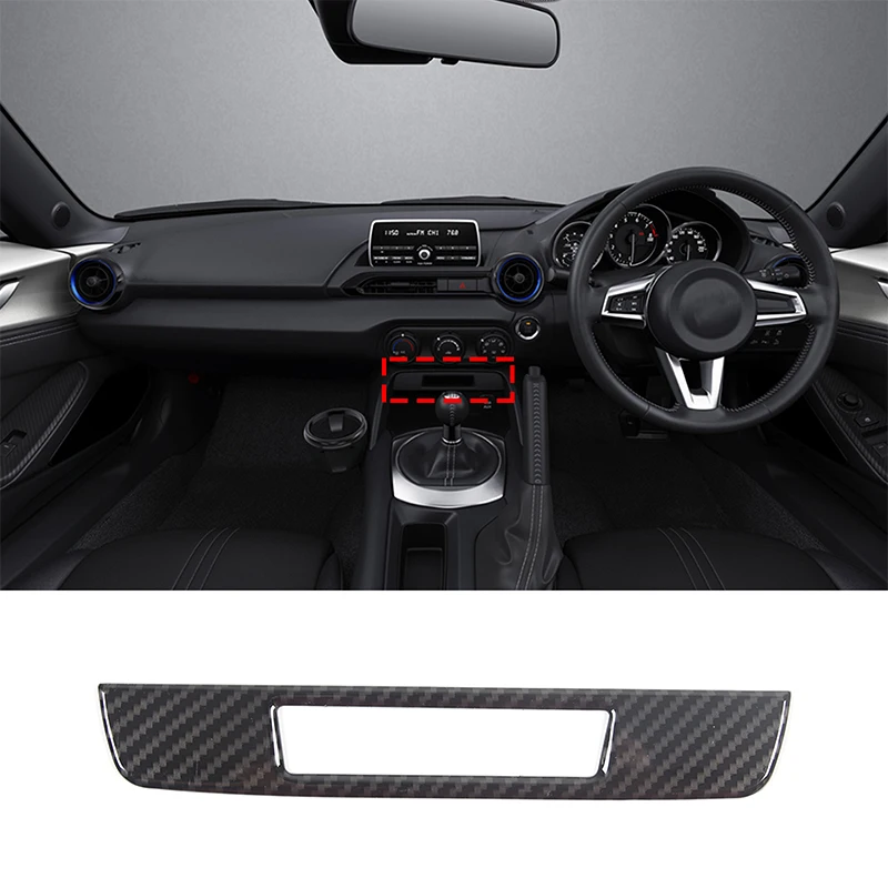 

For 16-23 Mazda MX-5 Central Control Seat Belt Indicator Decorative Frame ABS Carbon Fiber Interior Accessories