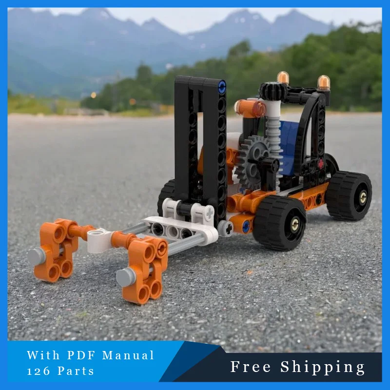 126 pçs série de veículos de engenharia empilhadeira tecnologia moc criativo bloco de construção modelo crianças diy montagem presente aniversário