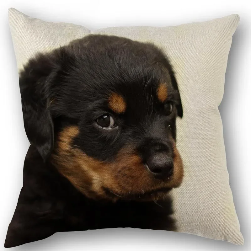 Nowa niestandardowa poszewka na poduszkę PET Rottweiler tkanina bawełniana lniana kwadratowa poszewka na poduszkę z zamkiem błyskawicznym 45X45cm ślubna poszewka dekoracyjna — zdjęcie 4