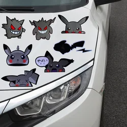 Pokemon Anime Black Sticker Cartoon Pikachu Gengar Car Decoration Sticker Fuel Tank Cap Sticker Children's Toy Birthday Gift