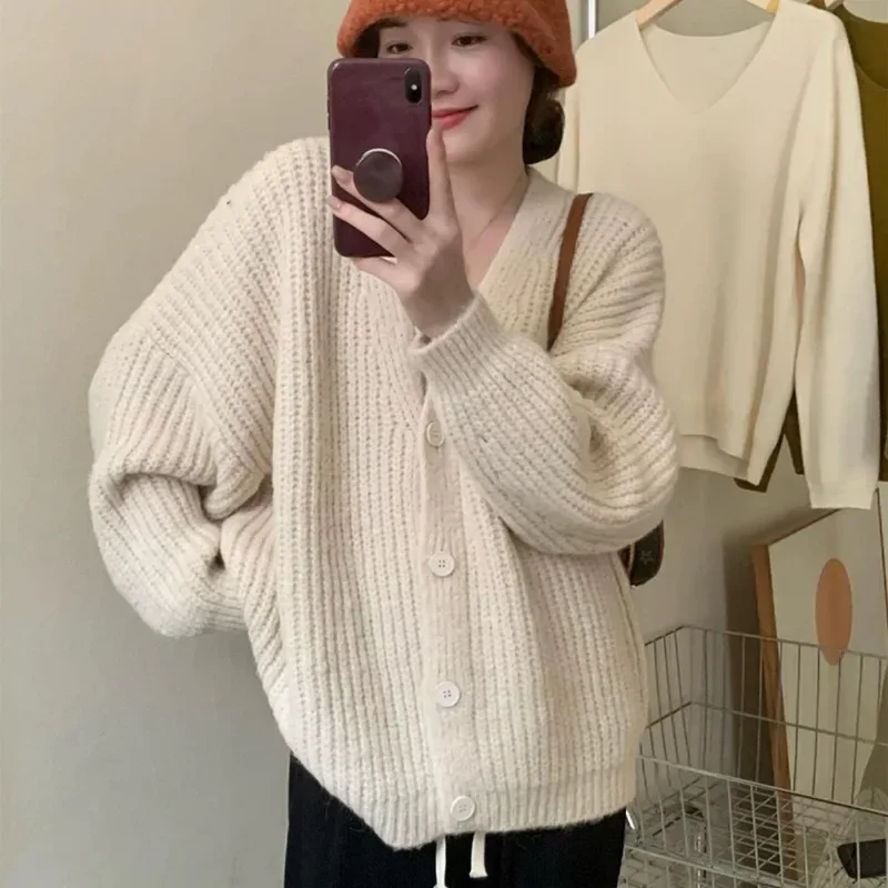 5 Colors Knitting Sweaters Women Cozy Vintage Female Fashionable Solid Elegant Fall Winter Soft Baggy Casual Long Sleeve Jumpers