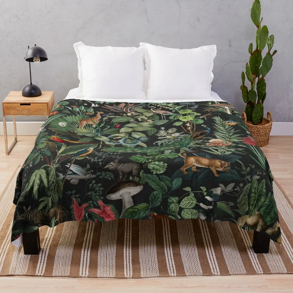 

Midnight Rainforest I Throw Blanket Bed covers Stuffed Blankets Luxury Throw Blanket