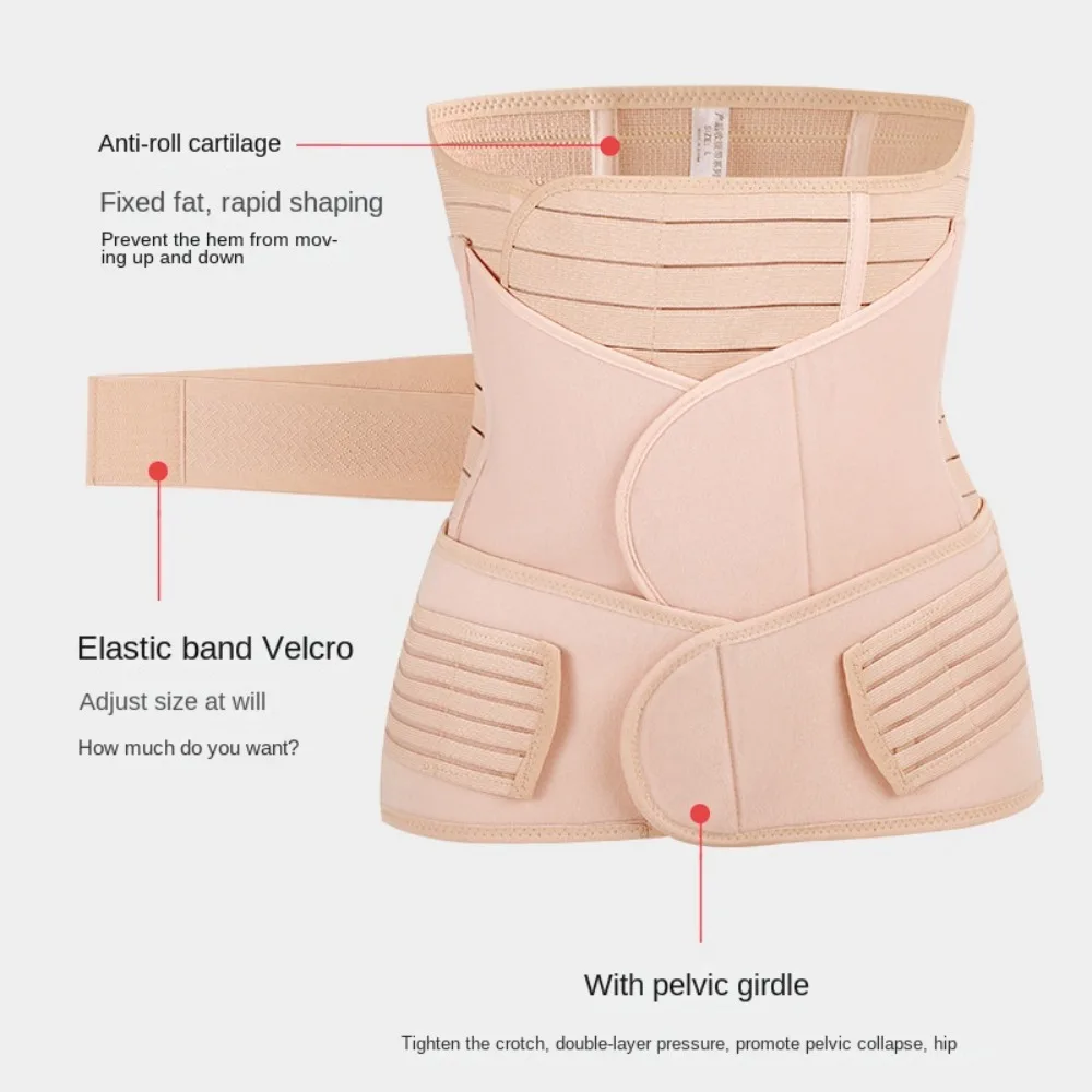 3pcs Breathable Postpartum Belly Belt Corset Shapewear Pelvis Belt Wrap Elastic Postpartum Pelvic Repair Belt