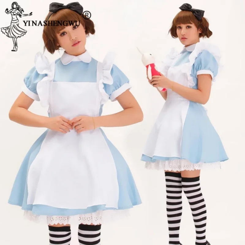 Alice In Wonderland Cosplay Costume Lolita Dress Maid Apron Fantasy Carnival Halloween Costumes For Women Girl Masquerade Party