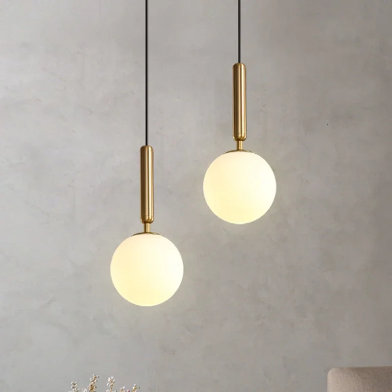 

Modern Pendant Lamp Luxurious Gold Glass Ball Lampshade Hanging Lights Fixtures For Dining Room Bedroom Decoration Lighting Art