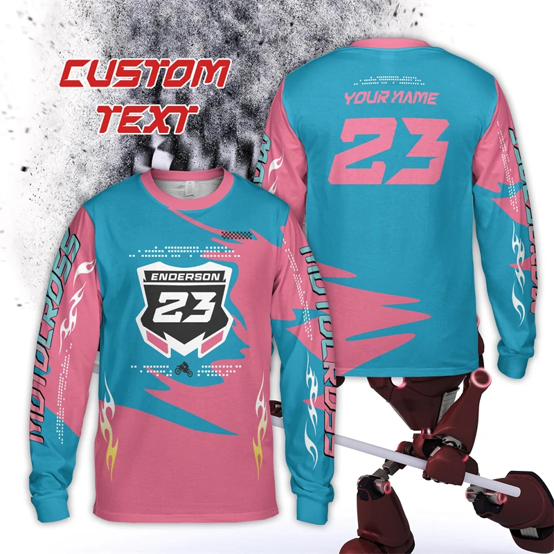 Personalized Rider Name Number Motocross Long Sleeve Shirt Custom Color Dirt Bike 3D Printed T Shirts Off-Road Racing Team Tees