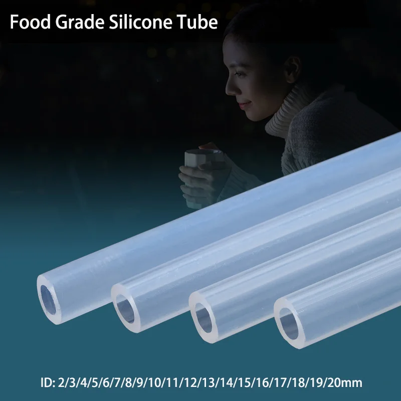1/5M Food-Grade Clear Silicone Tubing ID 2-20mm Flexible Non-Toxic High-Temperature Hose for Beer Milk Beverage Transfer