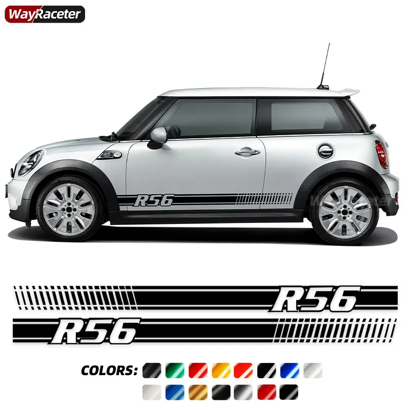 

Наклейка на юбку с боковыми полосками двери, 2 шт., графическая наклейка для MINI Cooper R50, R52, R53, R56, R57, R55, F54, R58, R59, R60, F60, F55, F56, F57, JCW