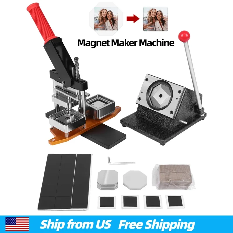 

50x50mm Square Magnet Maker Machine with 100 Sets Materials DIY Fridge Photo Magnet Making Tools for Crafting Home Use Business