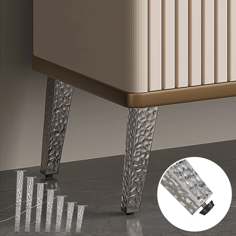 TV Cabinet Sofa Height Support Feet Water Ripple Stainless Steel Bathroom Cabinet Legs Metal Adjustable Furniture Cabinet Legs