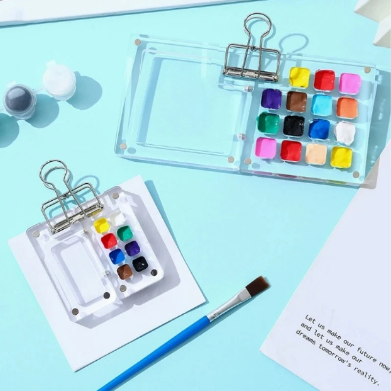 Mini Watercolor Acrylic Paint Acrylic Box Portable Handbook Sketching Travel Painting Sketchbook Palette Small Drawing Board image 3