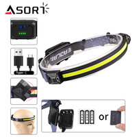 Strong Light XPE+COB Headlamp Double Switch Built-in Battery TYPE-C Charging Charge Display Double Light Source Lamp