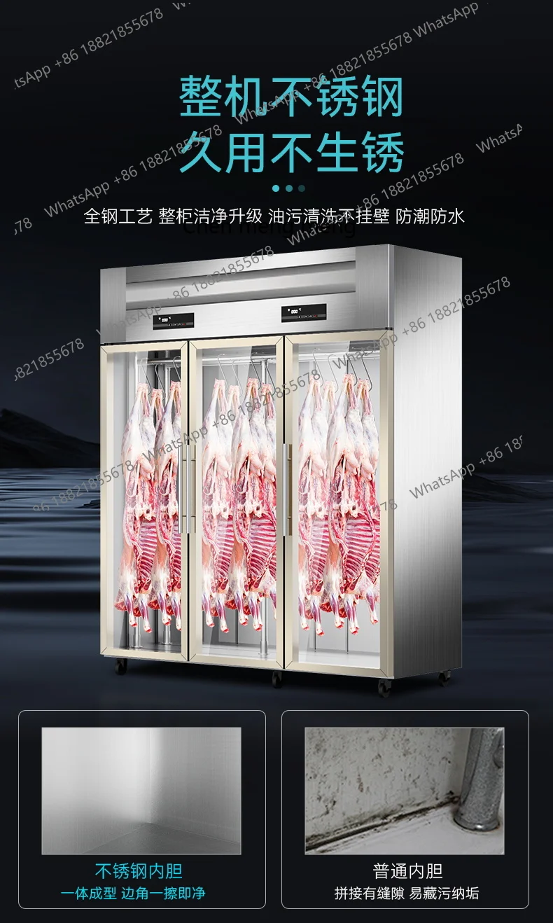 Hangende vleeskast Commerciële varkensrundvlees en schapenvlees zure ontlading ijs verse verticale gekoelde vitrinekast