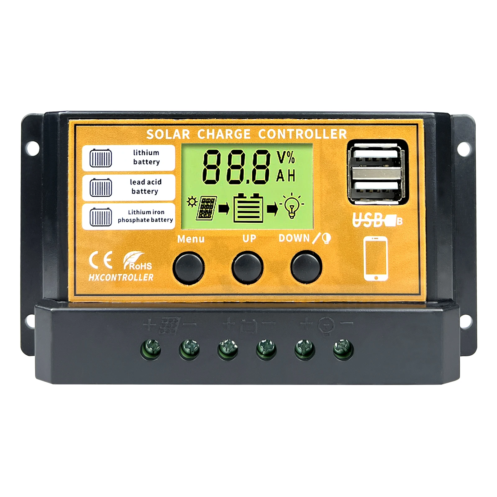 

PWM Solar Charge Contraller 30A 20A 10A 12V/24V Battery Regulator Solar Panel Controller LCD Display with Dual USB