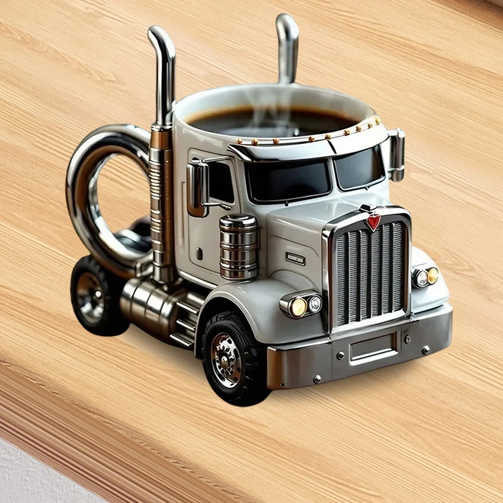 1PCS Creative Truck Design Coffee Mug Semi Truck Handcrafted Coffee Cup 11 Ounces Semi-trailer Coffee Mugs Gift For Truck Lover