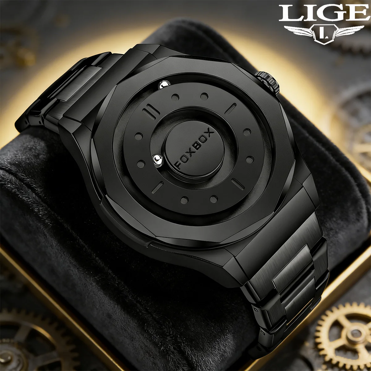 

Мужские часы FOXBOX Top Luxury, креативные, с вращающимися бусинами, кварцевые, модные, водонепроницаемые, стальные, спортивные, Reloj Hombre