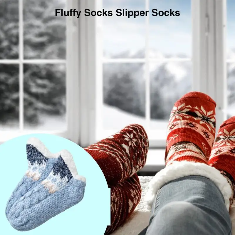 Winter Slipper Socks Lambswool Cozy And Non-Slip Socks Single Size Socks Women's Fashion For Living Room Bedroom Dining Room