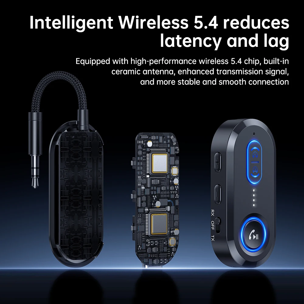 New Wireless Audio Adapter, receive/transmit in one, Smart Wireless 5.4, flexible plug-in cable, long battery life, for home/tra