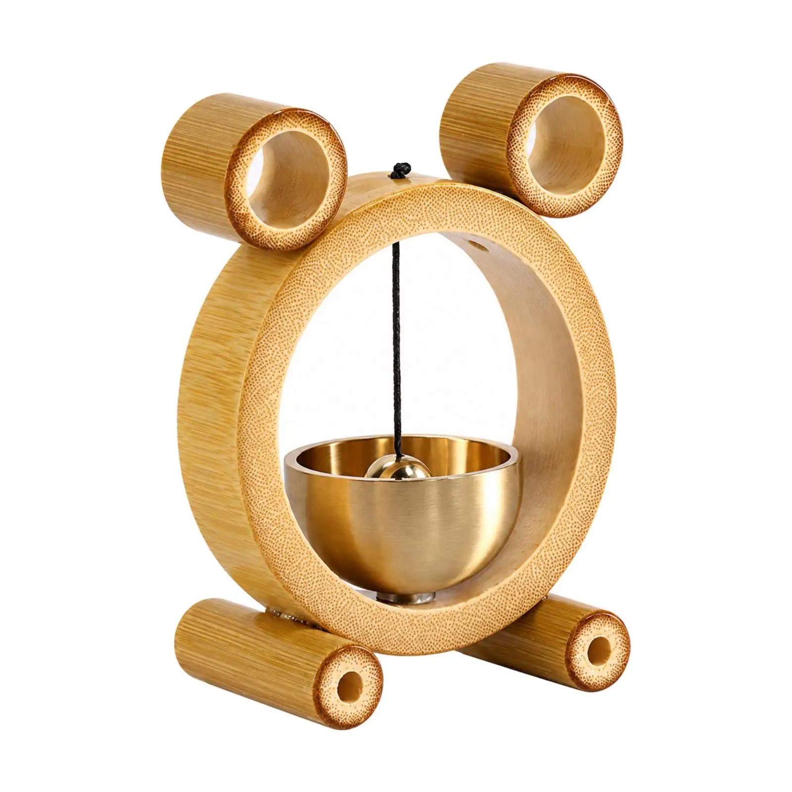 Decorative Bell with Metal Chime Indoor Carved Wooden Bell Ornament Resonant Wall Hanging for Home Display, Entryway, Guest