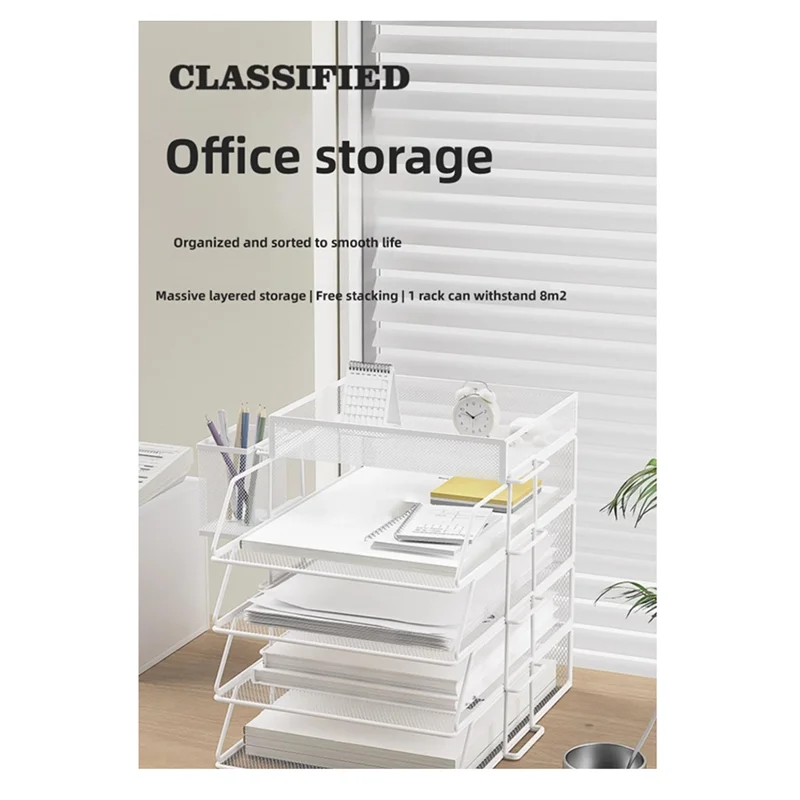 

All-Purpose Bathroom Storage Tray For Home Office File Box Desktop A4 Document Organizer Stackable Laminated Papers Rack