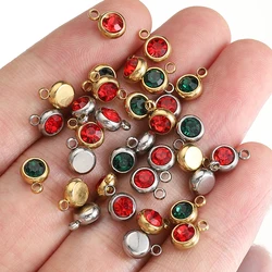 20pcs Stainless Steel Rhinestone Pendants Beads Green Crystal Charms Pendant for Necklace Bracelet Jewelry Making DIY Wholesale