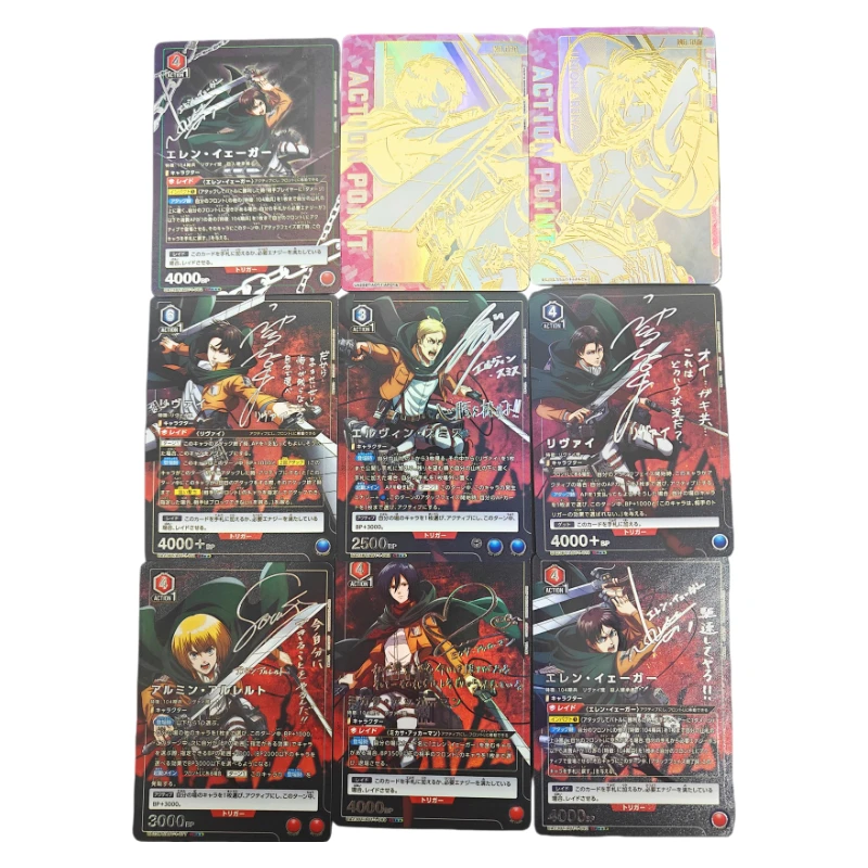 Proxy Union Arena Attack on Titan Points de acción Eren & Levi con tarjeta de Jean adicional Nuevo Tarjeta japonesa Tarjeta de anime TCG firmada rara dorada